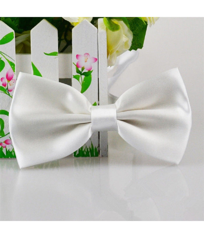 Papillon Cravattino Bambino Seta Raso Bimbo Farfalla Per Cerimonie Vari Colori  Bianco       