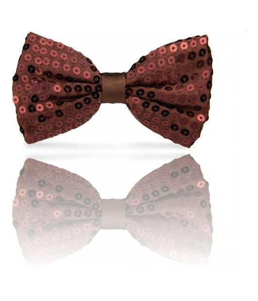 Papillon Paillettes Marrone Teatro Paillette Raso Cravattino Farfallino Cravatta         