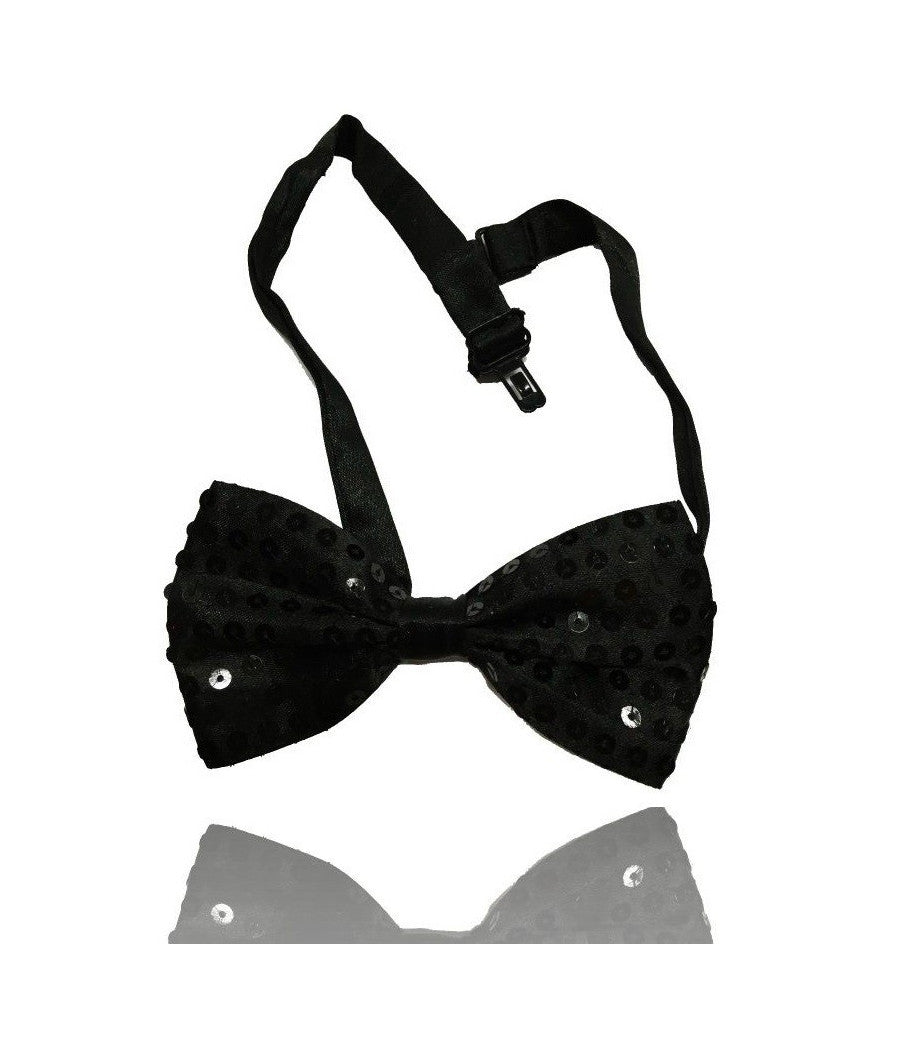 Papillon Paillettes Nero Teatro Paillette Raso Cravattino Farfallino Cravatta         