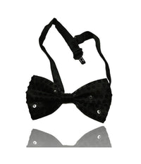 Papillon Paillettes Nero Teatro Paillette Raso Cravattino Farfallino Cravatta         