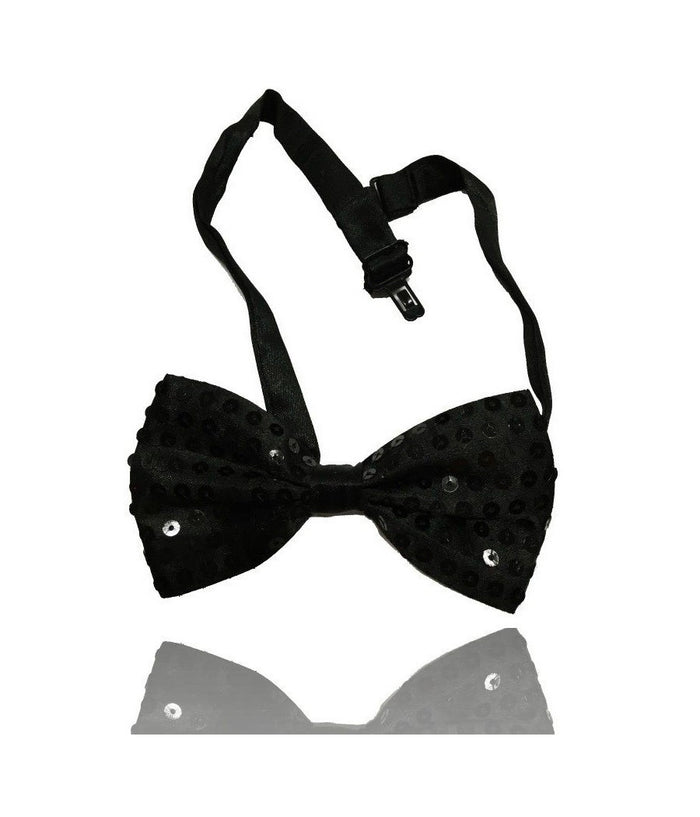 Papillon Paillettes Nero Teatro Paillette Raso Cravattino Farfallino Cravatta         