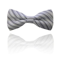 Trade Shop - Papillon Strisce Grigio Chiaro Righe Cravattino Farfallino Cravatta Frack Papion -