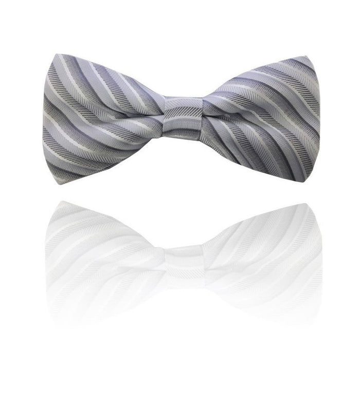 Trade Shop - Papillon Strisce Grigio Chiaro Righe Cravattino Farfallino Cravatta Frack Papion -