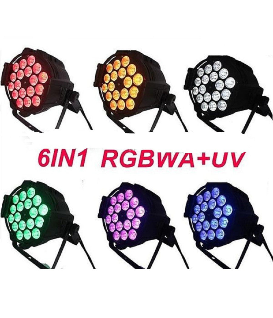 Par Led Rgbwa Ip65 Dmx 18x18watt Uv 6 In 1 Luce Wood Party Fluo Powercon In Out         