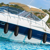 Parabordi barca gonfiabile per l¡¯attracco di 4 pezzi, Set di parabordi barca a due anelli per barca pontone 58x16,5cm Nero-Sport acquatici