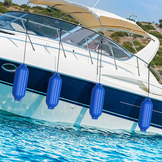 Parabordi barca gonfiabile per l¡¯attracco in PVC di 4 pezzi, Set di parabordi per barca a 2 anelli Blu-Sport acquatici