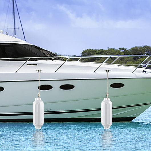 Parabordi barca gonfiabile per l¡¯attracco di 4 pezzi, Set di parabordi barca a due anelli per barca pontone 68,5x21,5cm Bianco-Sport acquatici