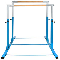 Parallele doppie per ginnastica con larghezza e altezza regolabili portata 100kg, Sbarre allenamento per bambini Blu-Sbarre e travi da ginnastica