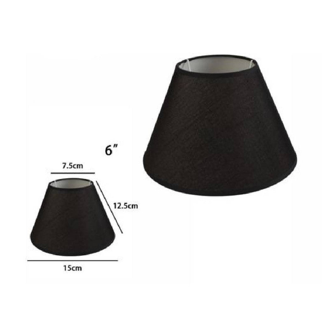 Trade Shop - Paralume Conico Cilindro Classico Ricambio Per Lampada E Applique In Tessuto Tnt - Nero   -6"   -