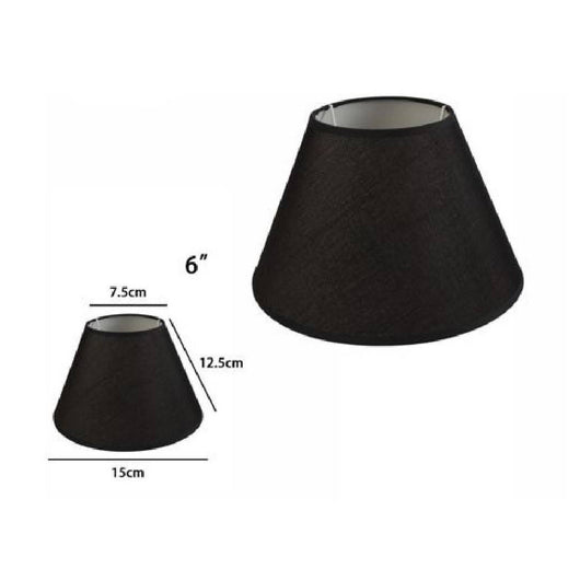 Trade Shop - Paralume Conico Cilindro Classico Ricambio Per Lampada E Applique In Tessuto Tnt - Nero   -6"   -