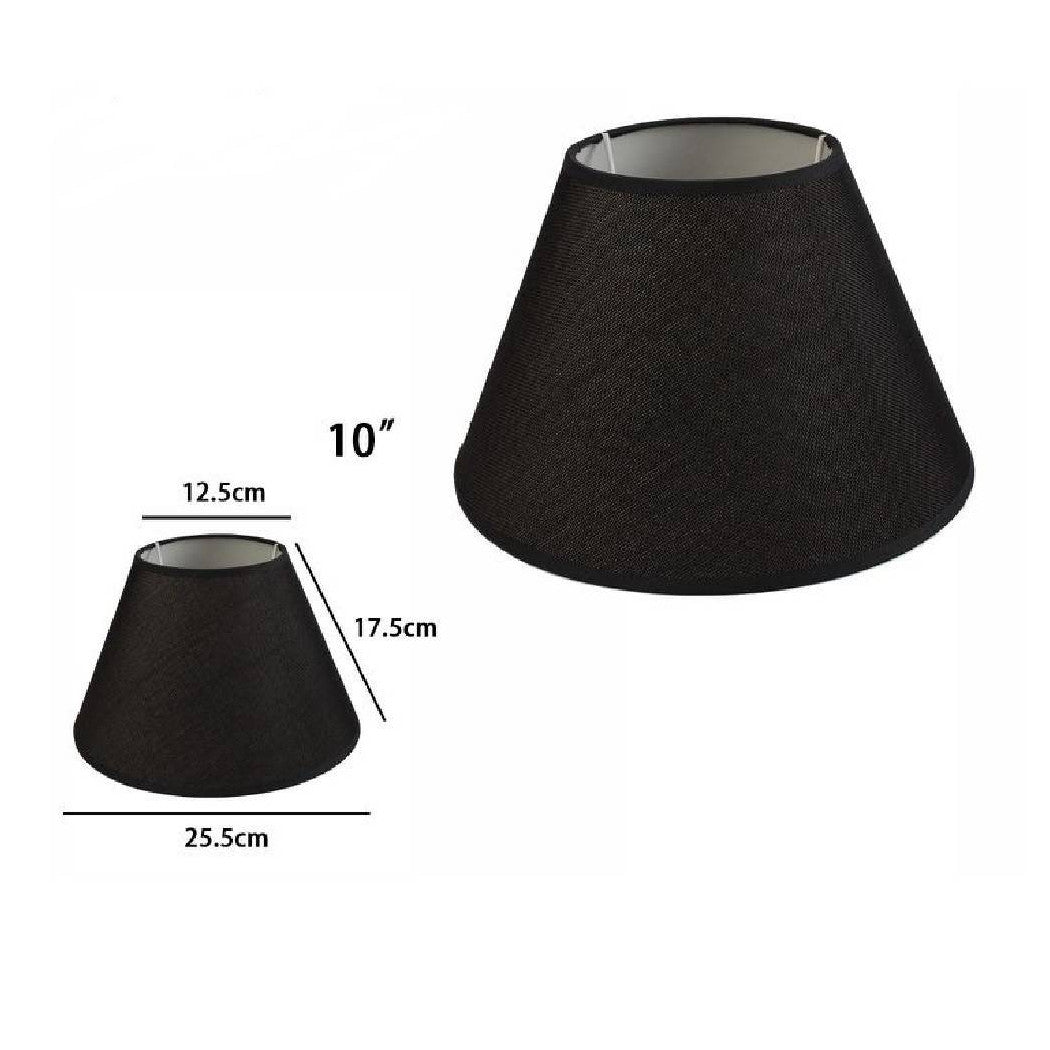 Trade Shop - Paralume Conico Cilindro Classico Ricambio Per Lampada E Applique In Tessuto Tnt - Nero   -10"   -