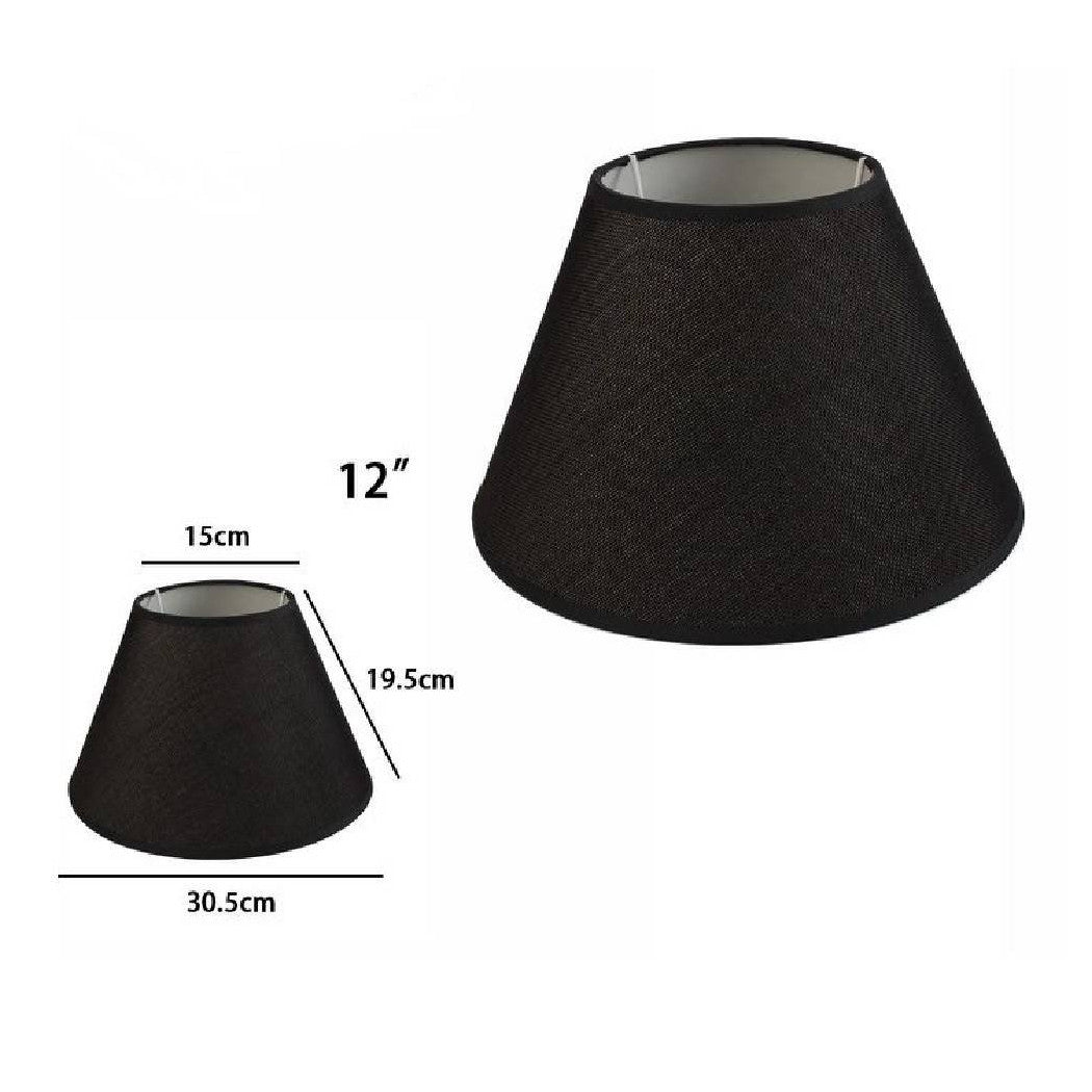 Trade Shop - Paralume Conico Cilindro Classico Ricambio Per Lampada E Applique In Tessuto Tnt - Nero   -12"   -