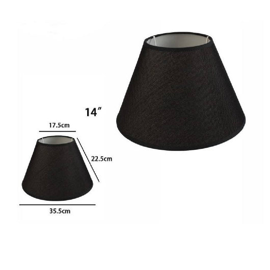 Trade Shop - Paralume Conico Cilindro Classico Ricambio Per Lampada E Applique In Tessuto Tnt - Nero   -14"   -