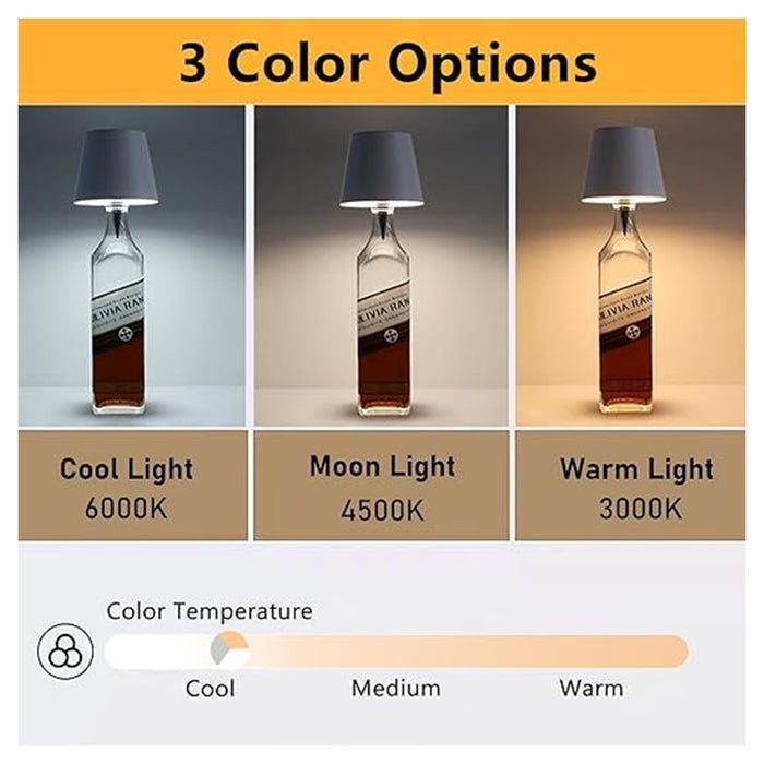 Trade Shop - Paralume Per Bottiglia Vino A Led Ricaricabile Dimmerabile Luce Senza Fili Bar Soggiorno -