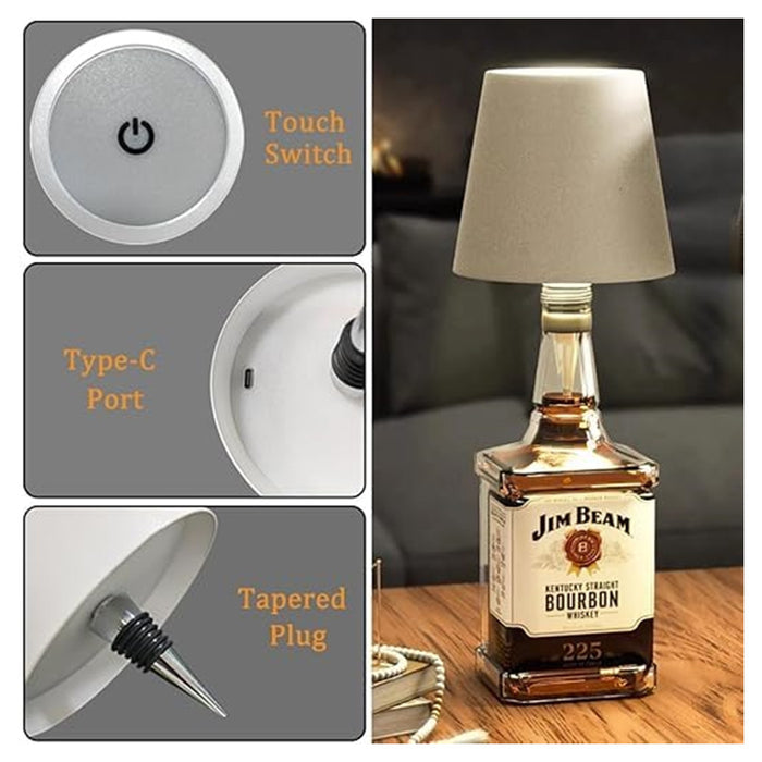 Trade Shop - Paralume Per Bottiglia Vino A Led Ricaricabile Dimmerabile Luce Senza Fili Bar Soggiorno -