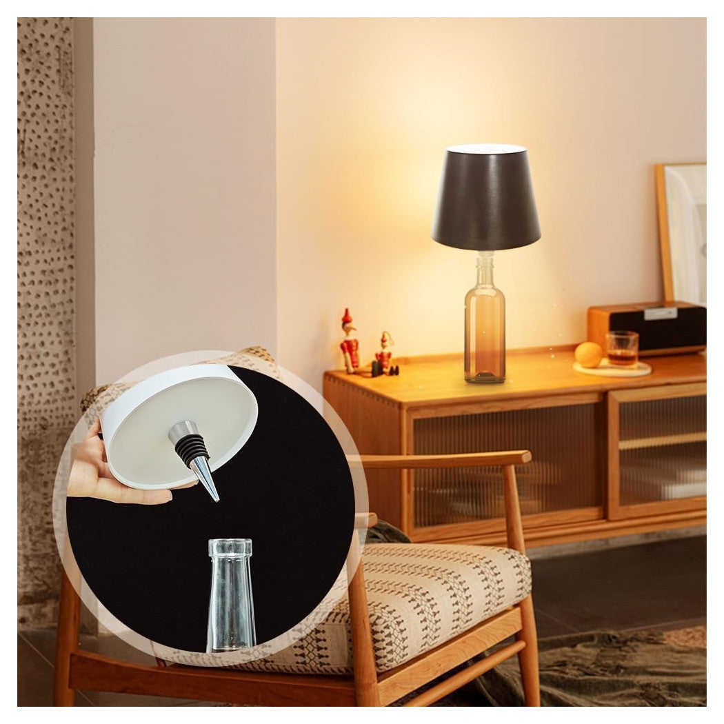 Trade Shop - Paralume Per Bottiglia Vino A Led Ricaricabile Dimmerabile Luce Senza Fili Bar Soggiorno -