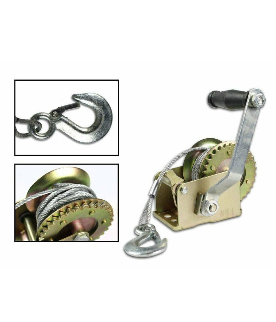 Paranco Manuale 600 Lb Con Cavo In Acciaio 8 Metri Sollevatore Verricello         