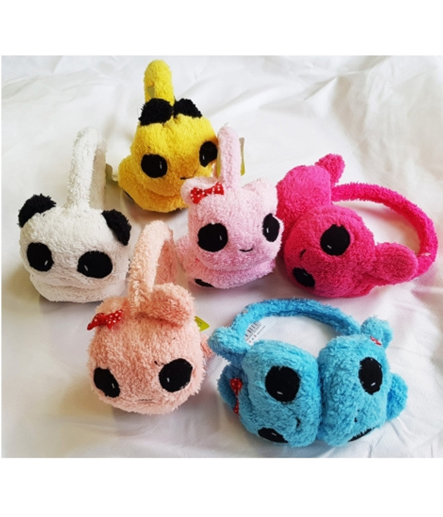 Paraorecchie Panda Fiocco Vento Freddo Imbottite Pelo Peloso Per Bimbe Ragazze         