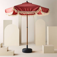 Ombrellone dritto con frange 2m, acciaio, terracotta