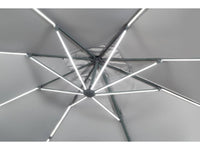 Ombrellone da giardino decentrato con LED Alu "Sun 3 Luxe" - Quadrato - 3 x 3 m - Colore Grigio - zavorre  incluse