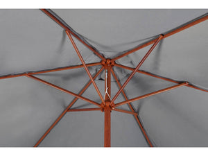 Ombrellone da giardino dritto in alluminio con finitura in legno "Luz" - Rotondo - Ø 3m - Grigio - Con base pesata