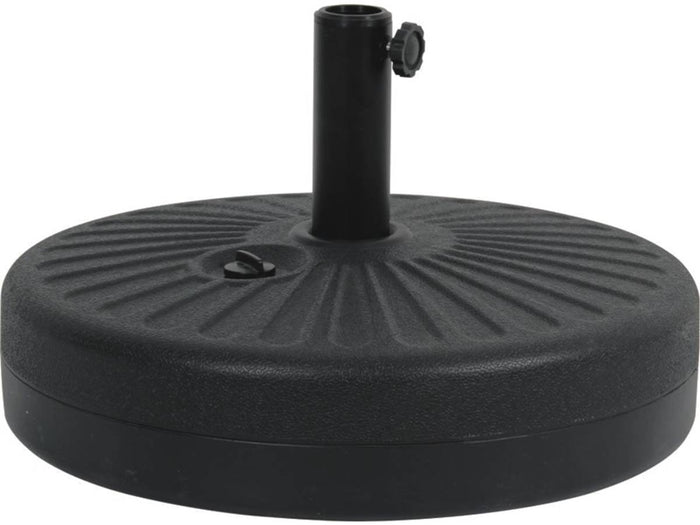 Ombrellone da giardino dritto in alluminio con finitura in legno "Luz" - Rotondo - Ø 3m - Grigio - Con base pesata