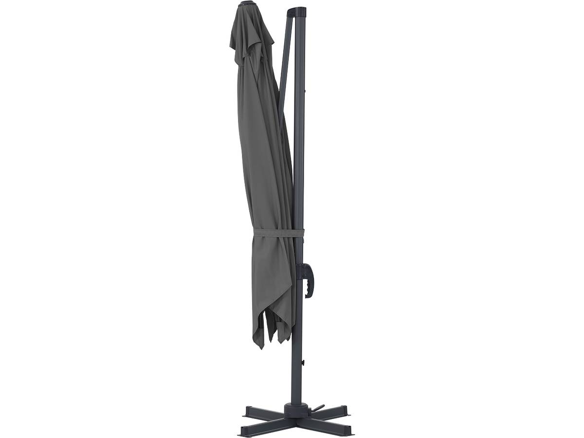 Parasole decentrato da giardino Alu "Sun 3" - Quadrato - 3 x 3 m - Grigio + fodera di copertura protettiva