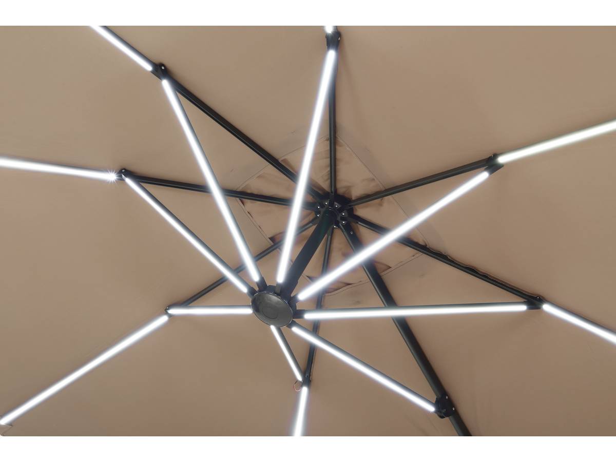 Ombrellone da esterno LED Alu "Sun 4 Luxe" - Rettangolo - 3 x 4 m - Taupe - Lastre pesate incluse