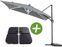 Ombrellone da esterno LED Alu "Sun 4 Luxe" - Rettangolo - 3 x 4 m - Grigio - Lastre pesate incluse