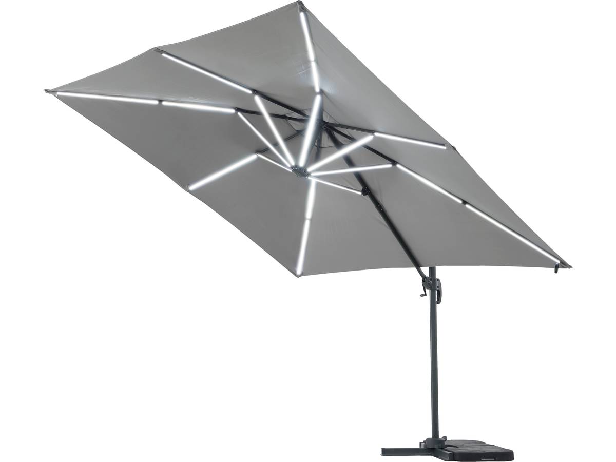 Ombrellone da esterno LED Alu "Sun 4 Luxe" - Rettangolo - 3 x 4 m - Grigio - Lastre pesate incluse