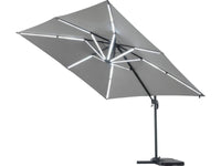 Ombrellone da esterno LED Alu "Sun 4 Luxe" - Rettangolo - 3 x 4 m - Grigio - Lastre pesate incluse