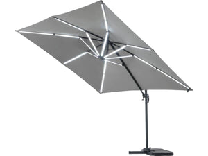 Ombrellone da esterno LED Alu "Sun 4 Luxe" - Rettangolo - 3 x 4 m - Grigio - Lastre pesate incluse