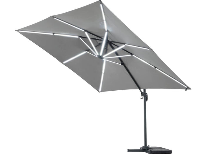 Ombrellone da esterno LED Alu "Sun 4 Luxe" - Rettangolo - 3 x 4 m - Grigio - Lastre pesate incluse
