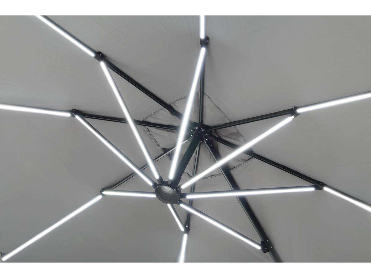 Ombrellone da esterno LED Alu "Sun 4 Luxe" - Rettangolo - 3 x 4 m - Grigio - Lastre pesate incluse