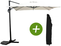 Ombrellone da giardino offset "Soleil" - Quadrato - 2,5 x 2,5 m - Ecru + Copertura di protezione