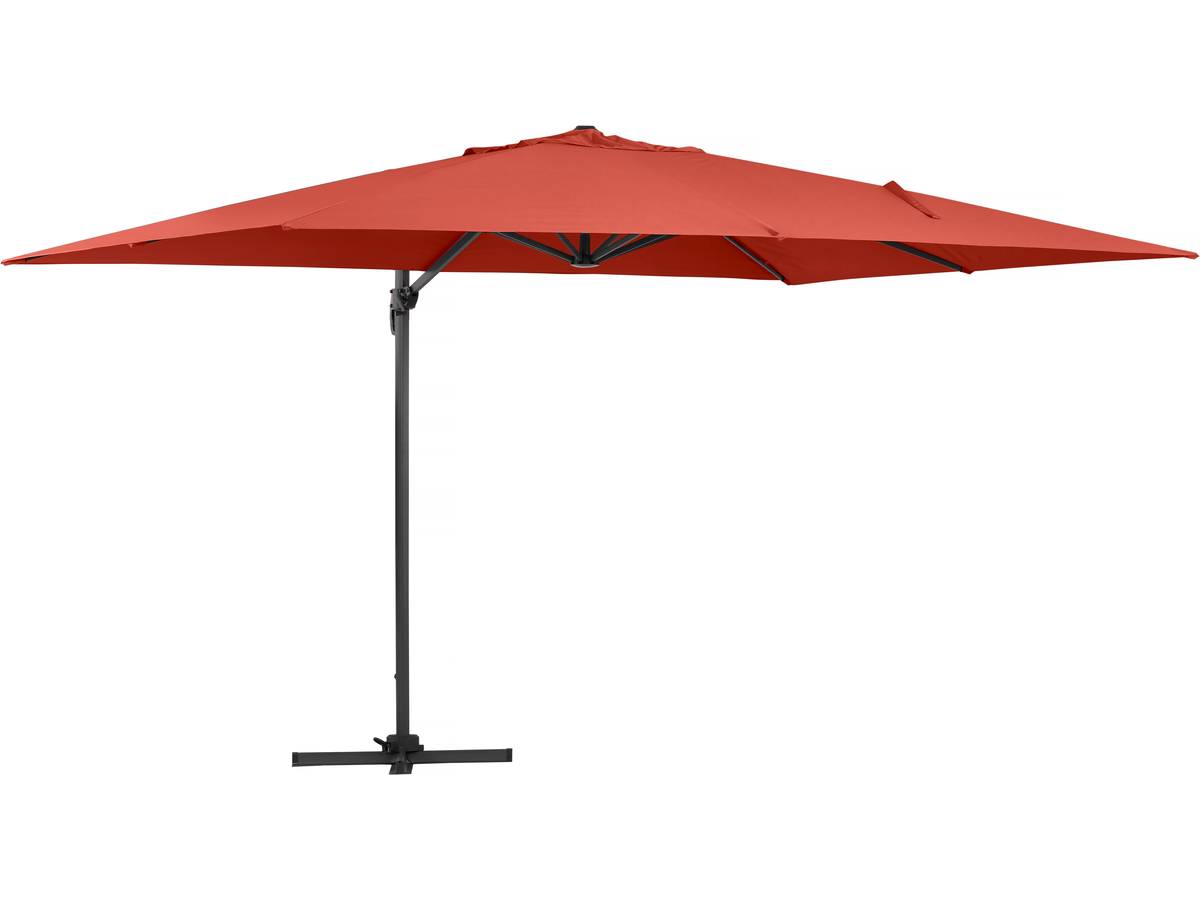 Parasole decentrato da giardino Alu "Sun 4" - Rettangolo - 3 x 4 m - Rosso + Copertura protettiva