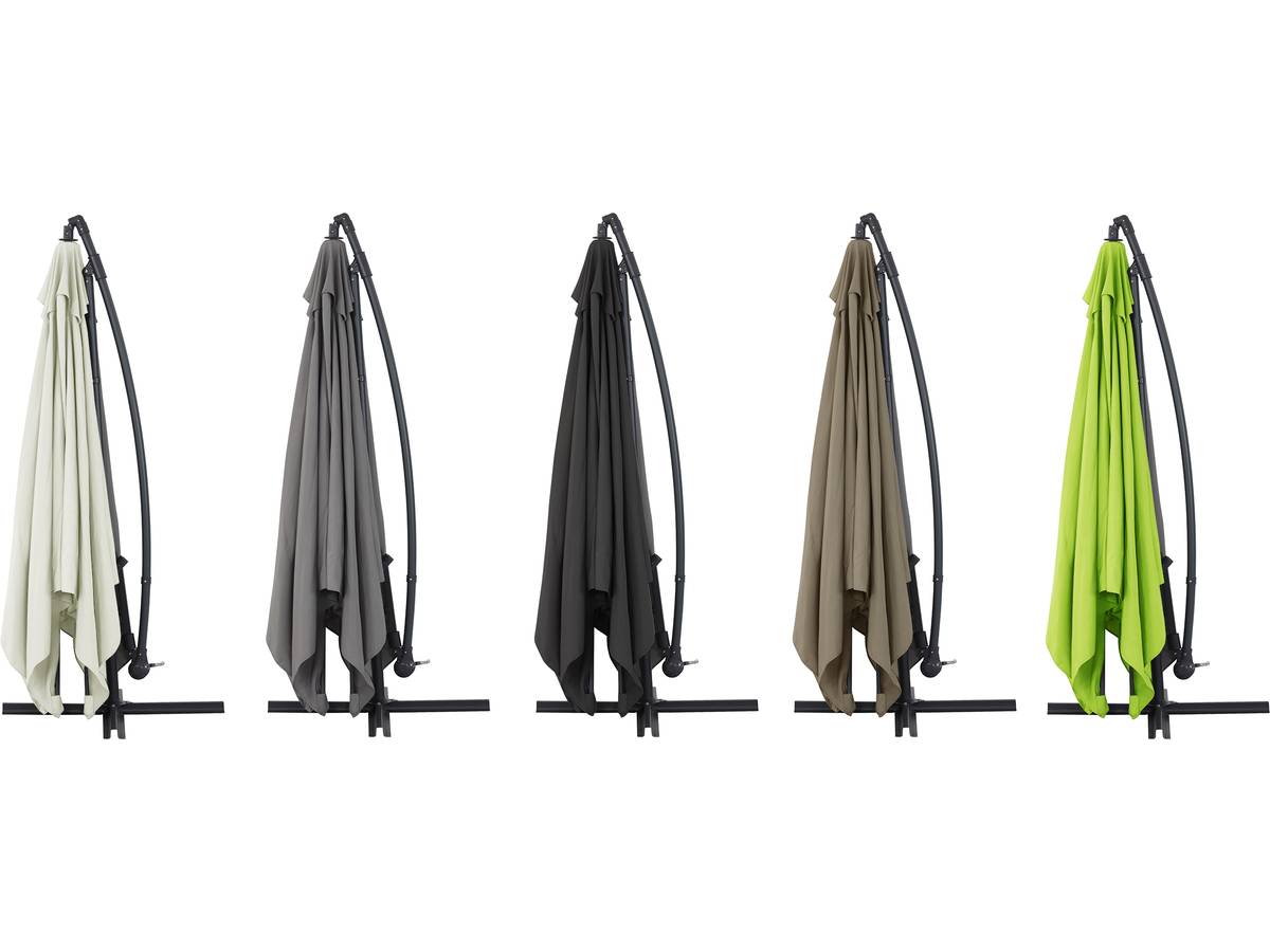 Ombrellone da giardino sospeso Alu "Ilios 3" - Quadrato - 3 x 3 m - Nero- Base inclusa