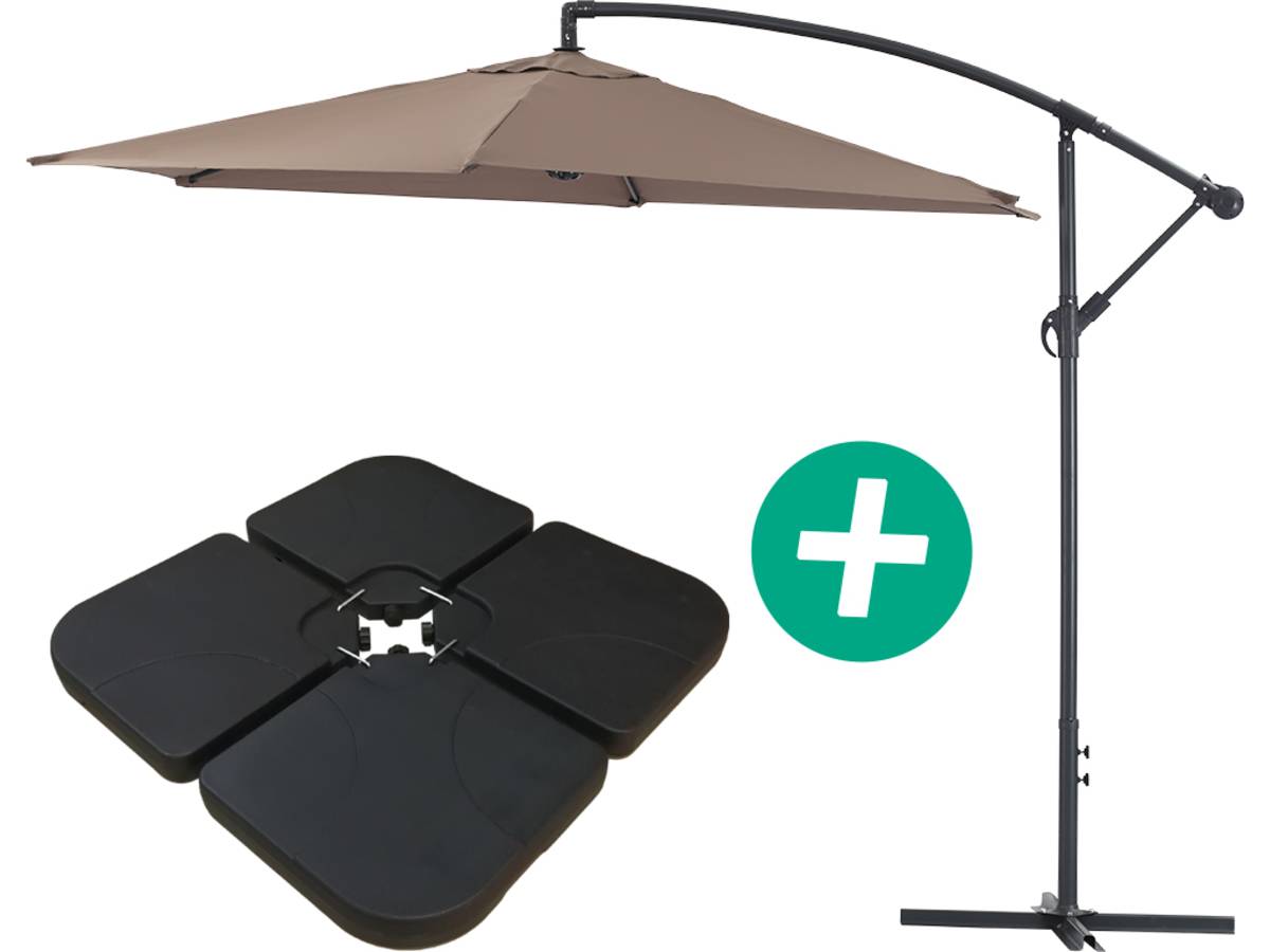 Ombrellone da giardino sospeso Alu "Ilios 3" - Rotondo - Ø 3 m - talpa - Base inclusa