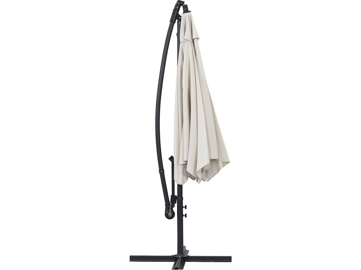 Ombrellone da giardino sospeso Alu "Ilios 3" - Rotondo - Ø 3 m - Ecru - Base inclusa