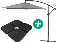 Ombrellone da giardino sospeso Alu "Ilios 3" - Rotondo - Ø 3 m - grigio - Base inclusa