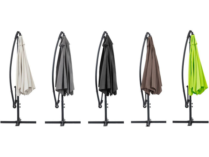 Ombrellone da giardino sospeso Alu "Ilios 3" - Rotondo - Ø 3 m - grigio - Base inclusa