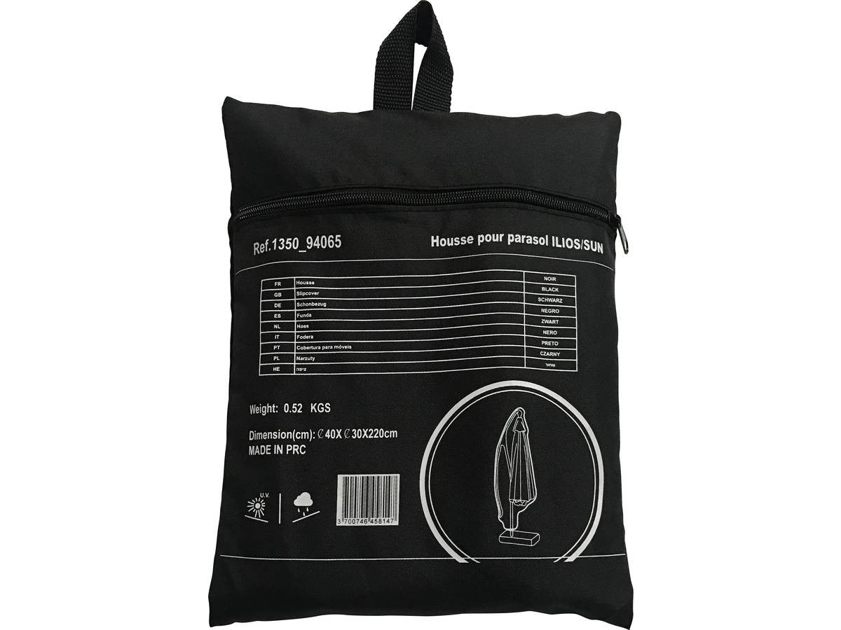 Parasole decentrato da giardino Alu "Sun 3" - Quadrato - 3 x 3 m - Nero + fodera di copertura protettiva