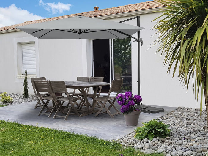 Ombrellone da giardino Sky 4" offset in alluminio - 3 x 4 m - Grigio