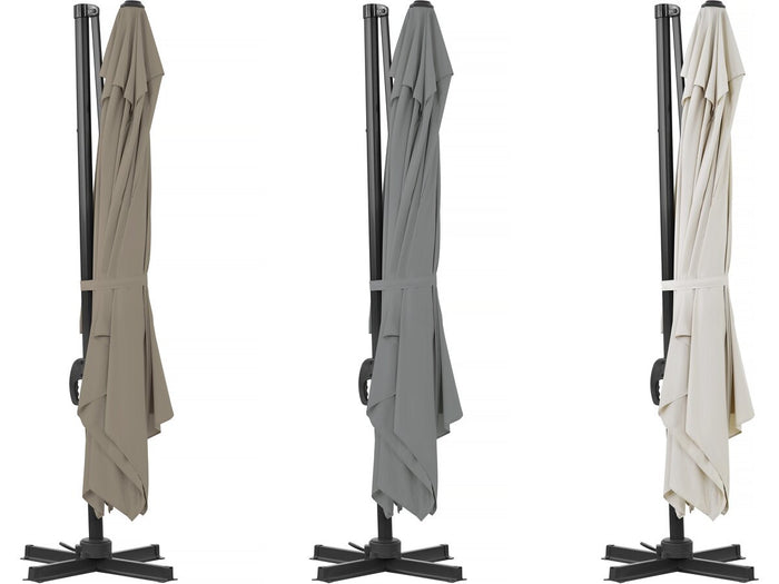 Ombrellone da giardino a sbalzo in alluminio "Sky 4" - 3 x 4 m - Tortora - Lastre zavorrate incluse