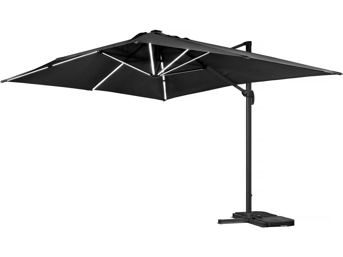 Ombrellone da giardino a LED Alu "Sun 3 Luxe" - Quadrato - 3 x 3 m - Colore nero - Zavorre incluse