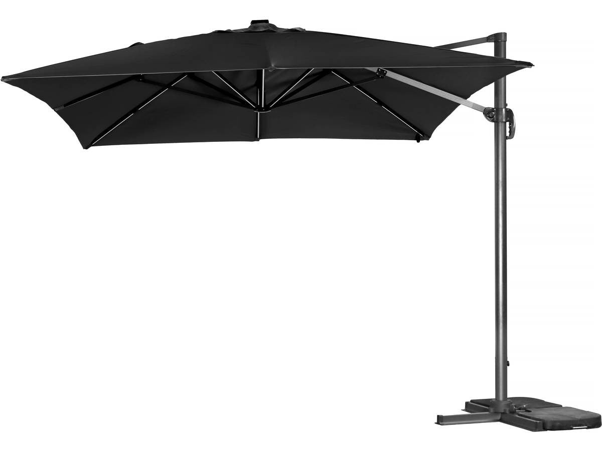 Ombrellone da giardino a LED Alu "Sun 3 Luxe" - Quadrato - 3 x 3 m - Colore nero - Zavorre incluse