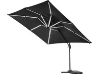 Ombrellone da esterno decentrato LED Alu "Sun 4 Luxe" - Rettangolo - 3 x 4 m - Nero