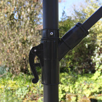 Ombrellone da Giardino a Sbalzo Ombrellone Decentrato Retrattile Ombrellone Richiudibile con Manovella 3x3 M e Copertura Antipioggia con Piedistallo - Crema