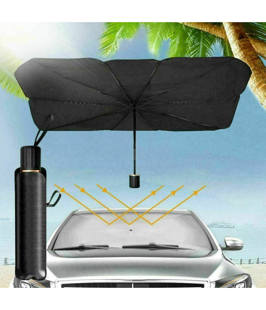 Parasole Auto Ad Ombrello Protezione Sole Parabrezza Chiusura Apertura Rapida         