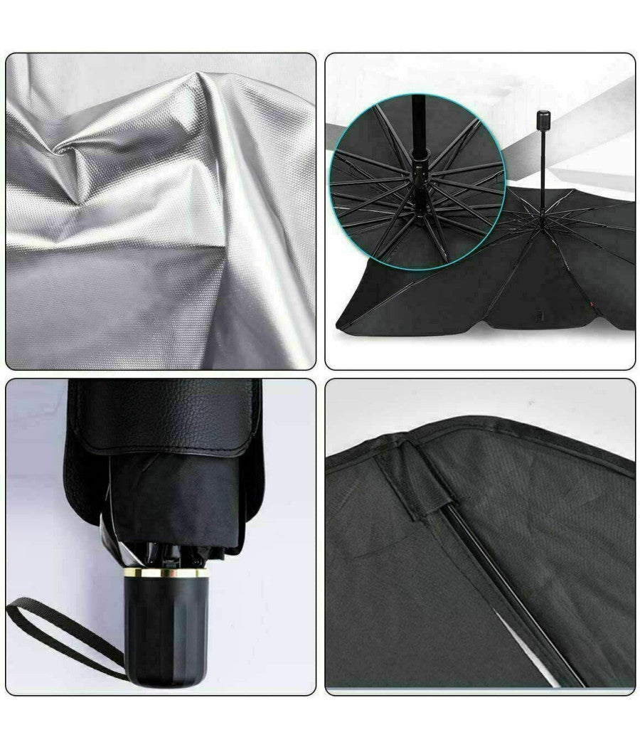 Parasole Auto Ad Ombrello Protezione Sole Parabrezza Chiusura Apertura Rapida         